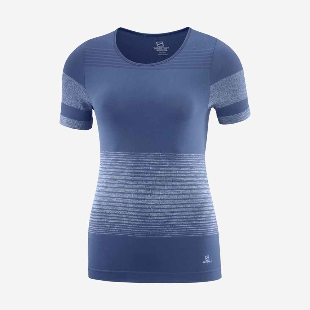 Salomon ESSENTIAL MOVE ON SEAMLESS Camisetas Mujer - Oscuro - Colombia (60948-LHYP)